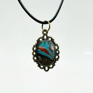 Artistic Blue and Red Pendant Necklace